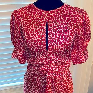 Puff sleeve tie waist blouse